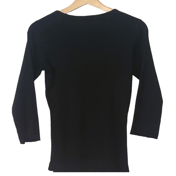 Black Ribbed Top with Bling Size L - Picture 3 of 5